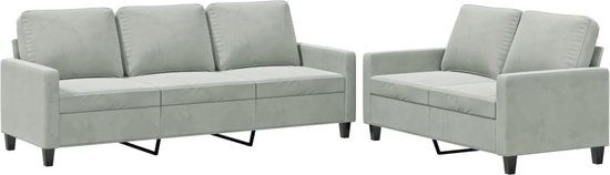vidaXL 2-delige Loungeset met kussens fluweel lichtgrijs