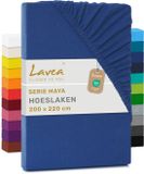 Lavea® Hoeslaken 200x220 cm – 100% Katoen, Zacht en Ademend – Geschikt voor Matrassen tot 35 cm – Jersey met Elastiek Rondom – Koningsblauw