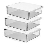 Tuka-lades, Set van 3, 3,5 liter, 24 x 21 x 8 cm, Zelfklevende Laden, Verborgen Onderbouwlade, Opbergdoos onder Bureau, Gebruiksvoorwerpen, Pennenbox, Transparant, TKD8605