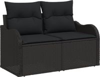 vidaXL Tuinbank - Set - 8 - st - Zwart - Poly - rattan