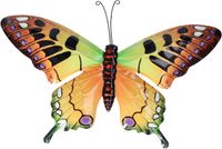 Pro Garden Wanddecoratie vlinder - oranje - 49 x 34 cm - metaal - muurdecoratie / schutting / tuin