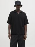 JACK&JONES JORPAROS KNIT EASTER SS CROCHET POLO Heren Polo Zwart M