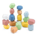 Woet Houten balansblokken voor peuters vanaf 18 maanden, 18 stuks, Montessori, stapelstenen, speelgoed met opbergtas, vroeg leren kleuterschool, educatief speelgoed voor jongens en meisjes