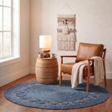 Safavieh Natuurvezeltapijt voor woonkamer, eetkamer, slaapkamer, natuurlijke vezelcollectie, korte pool, marineblauw, 152 x 152 cm