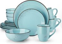 vancasso NAVIA Tafelset, 16-delig, combinatie set, servies van steengoed voor 4 personen, vintage stijl, lichtblauw