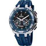 Festina F20763/1 Montre Hybride Homme Argenté Bleu Acier Silicone Verre Saphir 20 ATM Chronographe