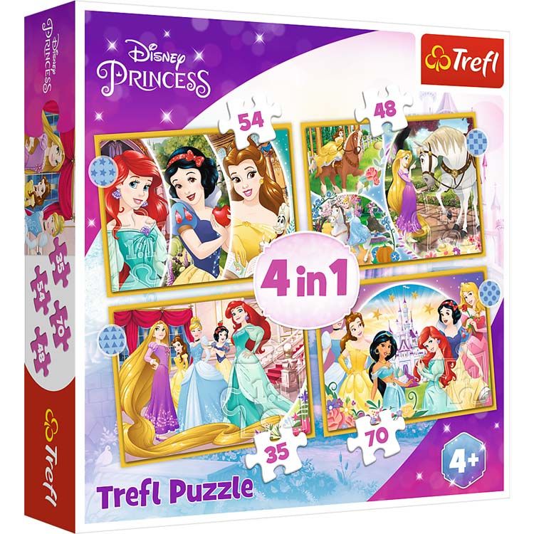 Trefl Princess 4-in-1 Puzzle - Happy Day - 35/48/54/70 Pieces