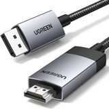 Ugreen 4K@60Hz DisplayPort naar HDMI-Kabel DP naar HDMI-Kabel Unidirectionele DP 1.2 naar HDMI 2.0-Kabel HDR DP naar HDMI-Adapter voor Meerdere Schermen, Compatibel met Monitor, Projector, Dell (1M)