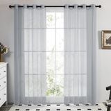 Deconovo 2-delige set transparante gordijnen, grijs, 175x140 cm