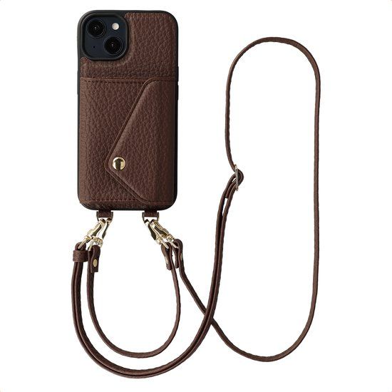 Selencia Sera Koordhoes met Pashouder Envelop voor Apple iPhone 14 / 13 - Chocolate Brown