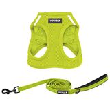 Best Pet Supplies Voyager Step-in Air Weerbestendig hondentuigje van mesh, reflecterende hondenriem, 1,5 m, combo neopreen handvat, voor kleine, middelgrote, grote rassen puppy's, limoengroen, M