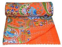 Quilt Kantha fait main avec imprimé cachemire et utilisation de couleurs naturelles