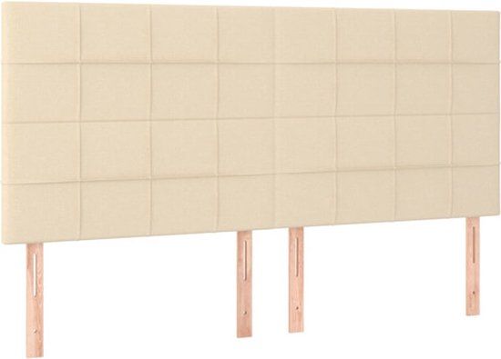 vidaXL Hoofdbord crème 180x5x118/128 cm stof