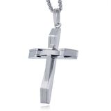 Mendes Jewelry Zilverkleurige Venetiaanse Heren Schakelketting met Kruis Hanger