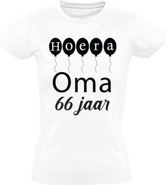 Sol's Hoera oma 66 jaar Dames T-shirt - Wit - 3XL - Katoen