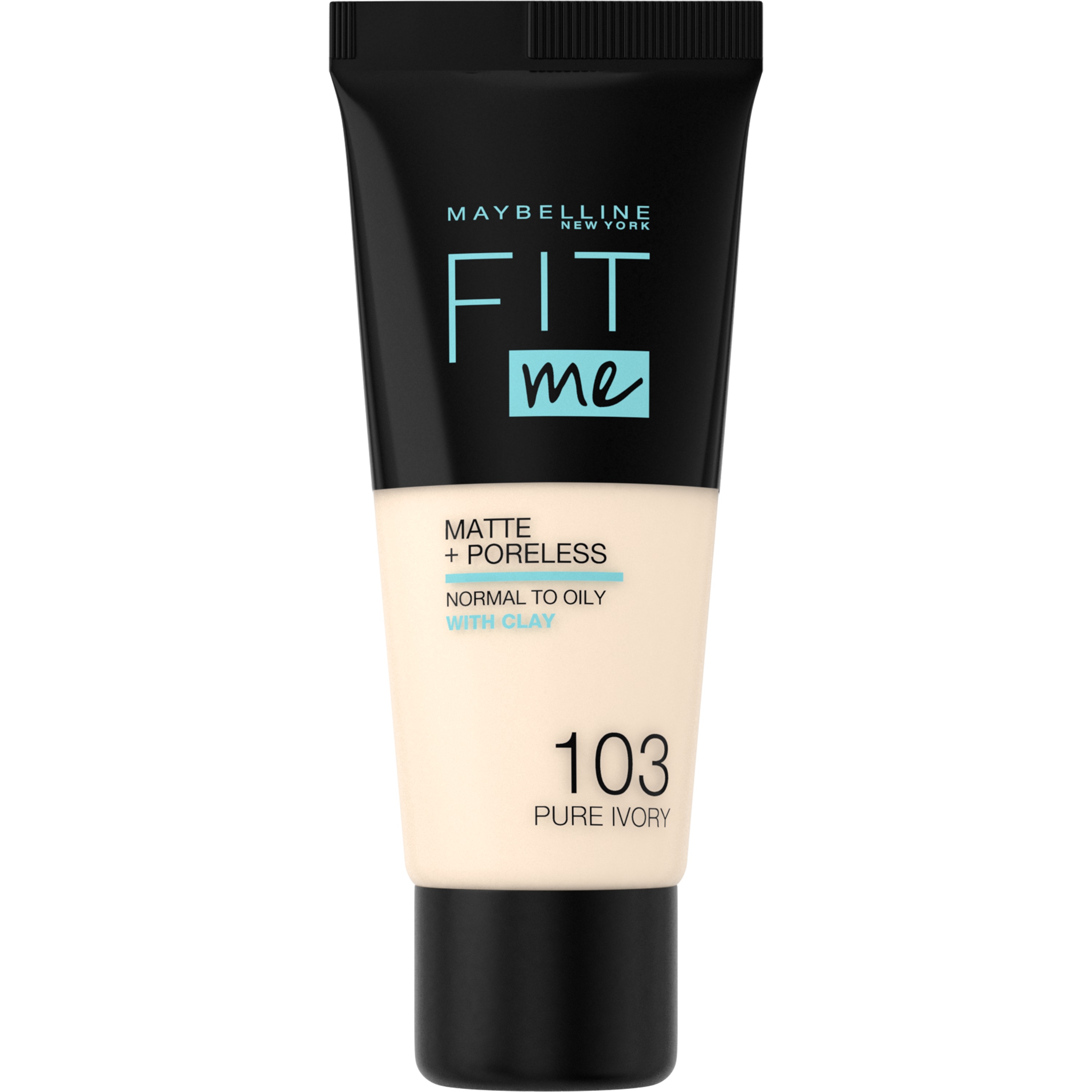 Maybelline Fit Me Matte + Poreless Foundation - 103 Pure Ivory - Medium Dekkende Foundation met Matte Finish voor de Normale tot Vette Huid - 30 ml