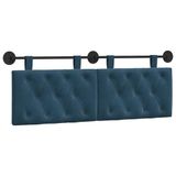 vidaXL Hangend hoofdbord Met LED-verlichting Blauw Fluweel