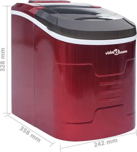 vidaXL ijsblokjesmachine 2,4 l 15 kg/24 u rood