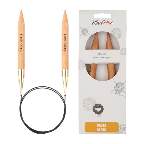 KnitPro Basix Birch rondbreinaalden 80cm 15.00mm - 3st