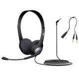 Cyber Acoustics Stereo-headset, 3,5 mm stereo & Y-adapter met microfoonaansluiting voor klaslokaal en schoolonderwijs (AC-204)