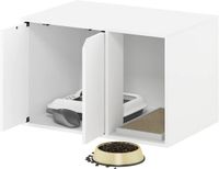 Furinno Peli kleine bijzettafel met kattenbak, effen wit