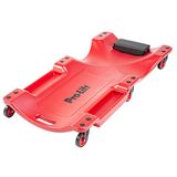 Pro-Lift Mechanic Plastic Creeper, 101 cm, blow-vormige ergonomische HDPE-behuizing met gevoerde hoofdsteun en dubbele gereedschapsplaten, 100 kg capaciteit rood