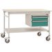 Manuflex BB5361.0001 table d'appoint complète mobile de base avec plateau en mélamine + corps de base, LxlxH : 1000 x 800 x 850 mm Gris, Vert