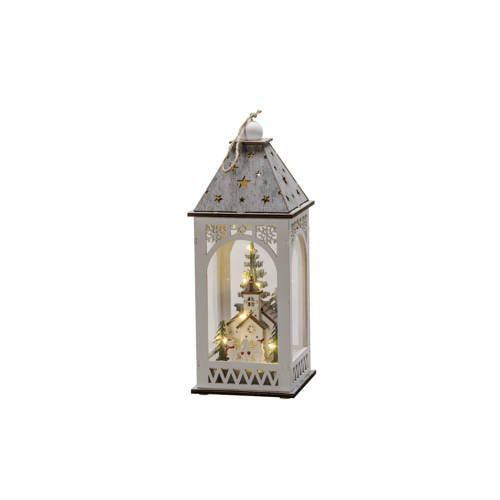 KONSTSMIDE kerstverlichting - hout - wit - 8 warmwitte LEDs - batterij - timer