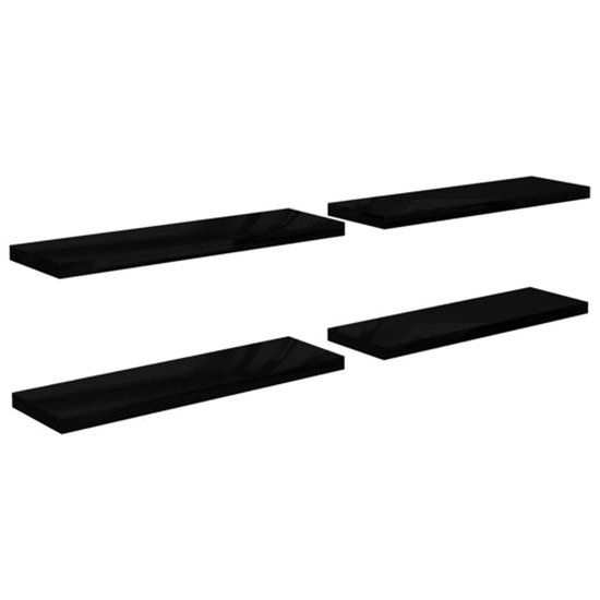 vidaXL Wandplanken zwevend 4 st 120x23,5x3,8 cm MDF hoogglans zwart