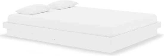 vidaXL Bedframe - Massief Hout - Wit - 135x190 cm