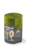 STAEDTLER 512 Dubbele puntenslijper, twee puntige gaten voor verschillende penformaten, afzonderlijk product Noris Design, Shelf-Ready Packaging, 10 puntenslijpers, 512 004