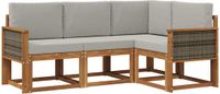 vidaXL - Hoek loungeset - 4 zitplekken - Naturel en lichtgrijs - Polyester