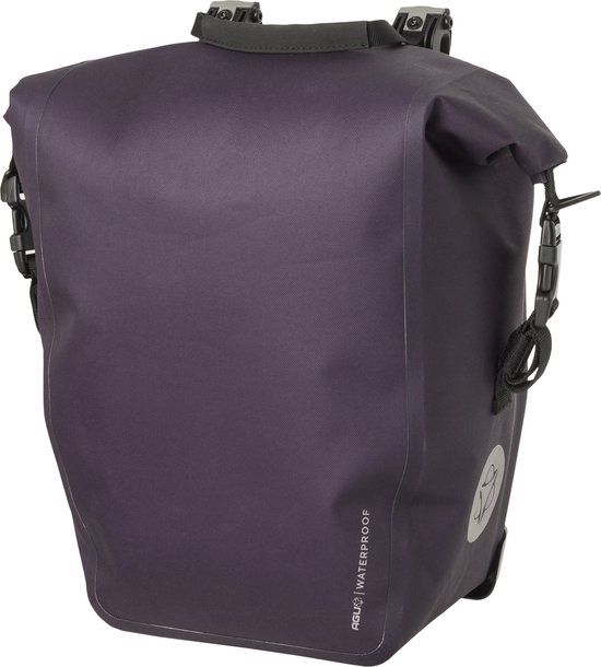 AGU Clean Shelter Enkele Fietstas - 100% Waterdicht - Click'nGo - Rolltop - Met Reflectie - 17 Liter - Purple Velvet