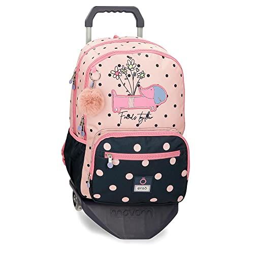 Enso Friends Together schoolrugzak dubbel vak met trolley roze 32 x 44 x 17 cm polyester 23,94 l