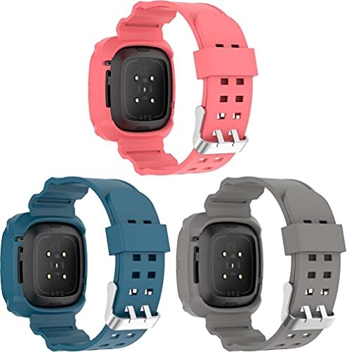 Chainfo compatibel met Fitbit Versa 3 / Fitbit Sense Watch Strap, Soft Silicone Replacement Watchband (3-Pack H)