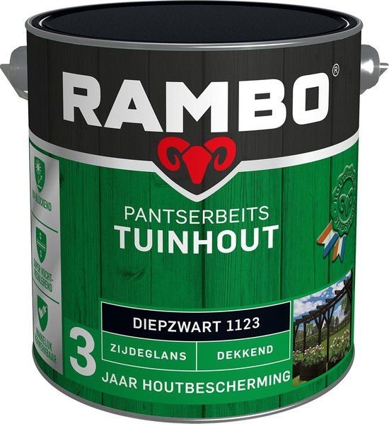 Rambo Pantserbeits Tuinhout Zijdeglans Dekkend - Diepzwart - 2.5L