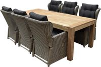 AVH-Collectie Ibiza Krista dining tuinset 240x100xH77 cm 7 delig verstelbaar grijs