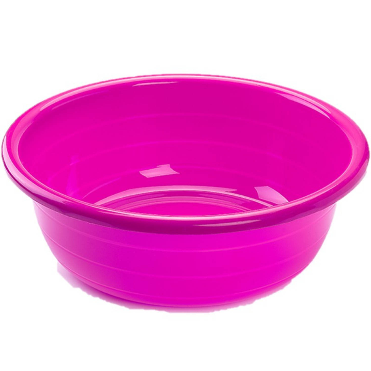Forte Plastics Grote kunststof teiltje/afwasbak rond 30 liter roze - Afmetingen 57 x 57 x 19 cm - Huishouden