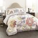 Lush Decor Aster Dekbedset, bloempatroon, omkeerbaar, 5-delig beddengoed, volledig queensize koraal en marineblauw, polyester