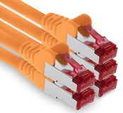 1aTTack.de 5m CAT6 LAN-netwerkkabel RJ45 1000 Mbit, 5 stuks - oranje