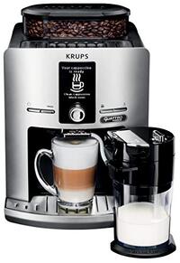 Krups & Heineken Krups Koffiemolen voor korrels, espresso met melkopschuimer, pot van roestvrij staal, koffiezetapparaat, koffiebonen professioneel zilver.