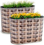 Arte r Plantenpot/bloempot teil - 2x - zink - bruin - L22,5 x D11,5 x H12 cm