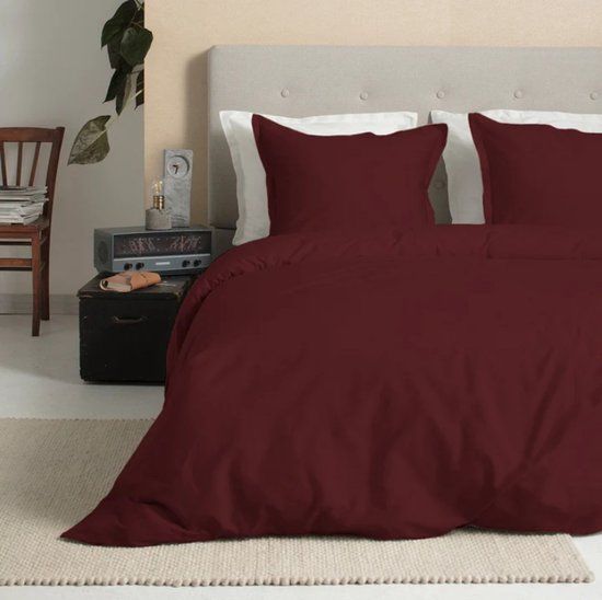 Cinderella Dekbedovertrek Lits-jumeaux 240x220 cm Katoen Satijn Bordeaux Effen