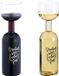 Merkloos Relaxdays Wijnfles Glas XL met Tekst "Drinking Wine Feeling Fine" - 750 ml - Transparant