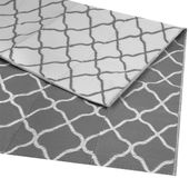 LifeGoods Buitenkleed - 152x230CM - Vloerkleed - Tuintapijt - Buitentapijt - Omkeerbaar - Incl. Draagtas - Met Patroon - Grijs/Wit