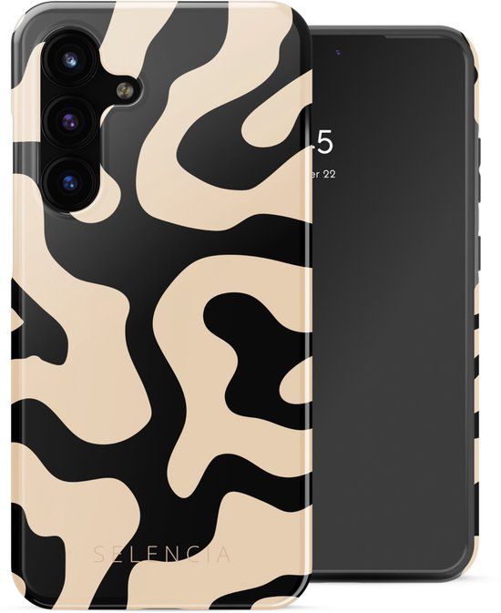 Selencia Hoesje - Geschikt voor Samsung Galaxy S25 FE - Backcover - Art Wave Black