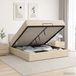 vidaXL Lit plateforme avec matelas et éclairage LED, crème, 160 x 200 cm, tissu
