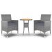 vidaXL 3-delige Tuinset Poly Rattan Grijs