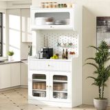 STILVORA Buffetkast - Met Ledverlichting En Verstelbare Planken - Voor Keuken En Eetkamer - MDF En Spaanplaat - 80x40x180 Cm