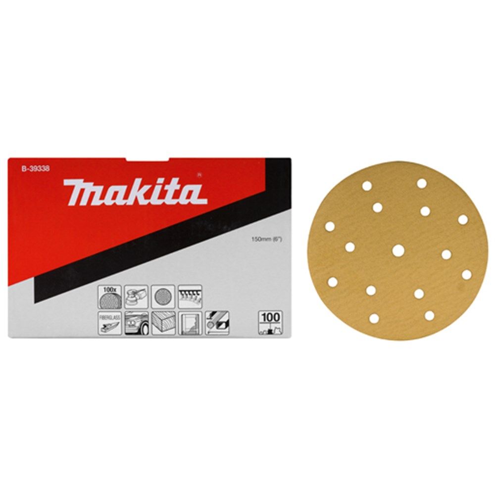 Makita Voordeelverpakking Schuurschijf 150 mm yellow velcro 15 gaats B-39419